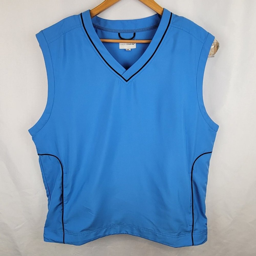 Cutter & Buck WindTec Mens Large Blue Polyester Branded Golf Windbreaker Vest